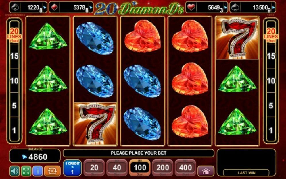 20 Diamonds online Spielautomat