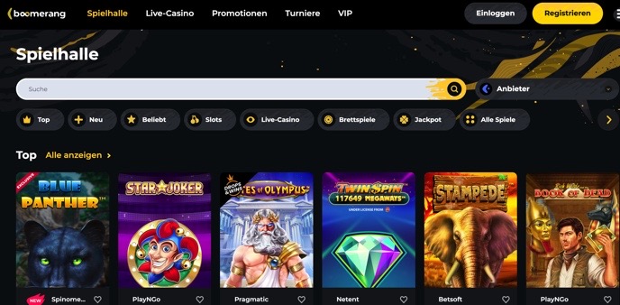 Boomerang Casino und Live Spiele